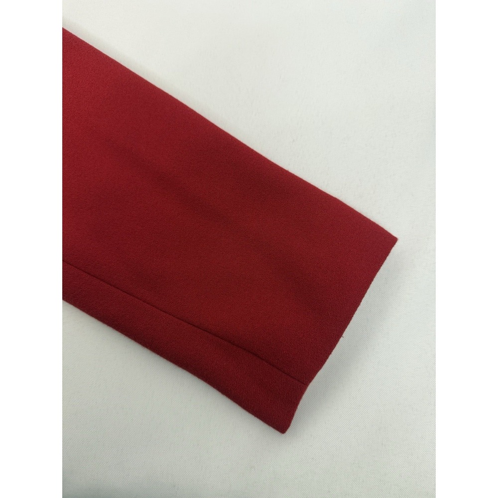 VTG Kasper Red Long Coat Dress Velvet Collar Lined Button Down Womens‎ Size 12 - Picture 6 of 12